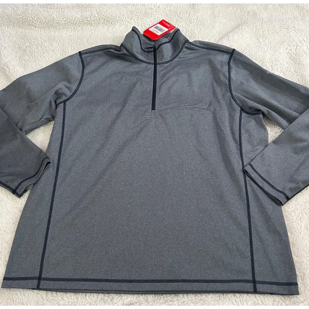 NWT North Face Sweater Mens 2XL Gray Tech 1/4 Zip Fleece Pullover Outdoors Hikin